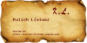 Kulich Líviusz névjegykártya