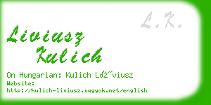 liviusz kulich business card